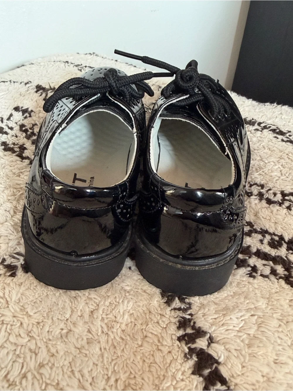 Kids Black Patent Wingtip Oxford Dress Shoes EU 27 US 10